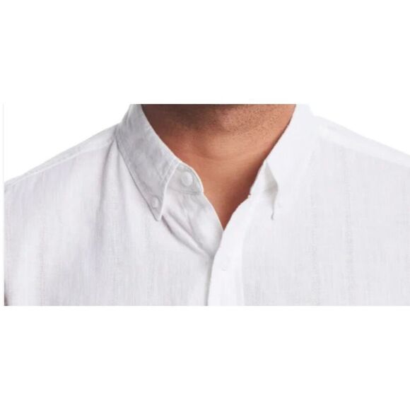 WEATHERPROOF VINTAGE White Linen Blend Woven Shirt Mens 2XL Short Sleeve XXL NWT - Picture 5 of 7